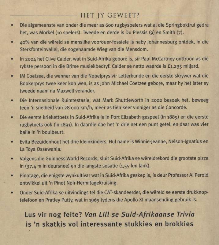 Van Lill se Suid-Afrikaanse Trivia - Van Lill, Dawid