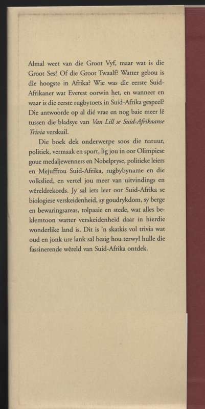 Van Lill se Suid-Afrikaanse Trivia - Van Lill, Dawid