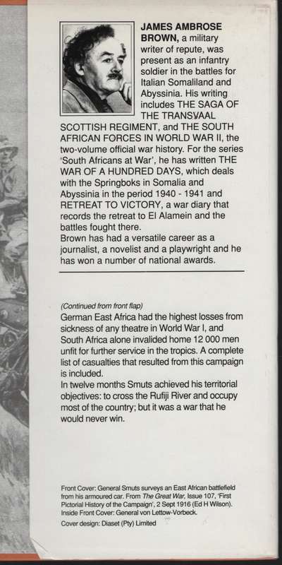 They Fought for King and Country: South Africans in German East Afri - Brown, James Ambrose