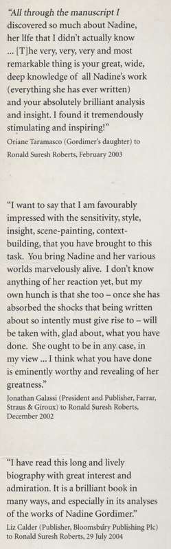 No Cold Kitchen: A Biography of Nadine Gordimer - Roberts, Ronald Suresh