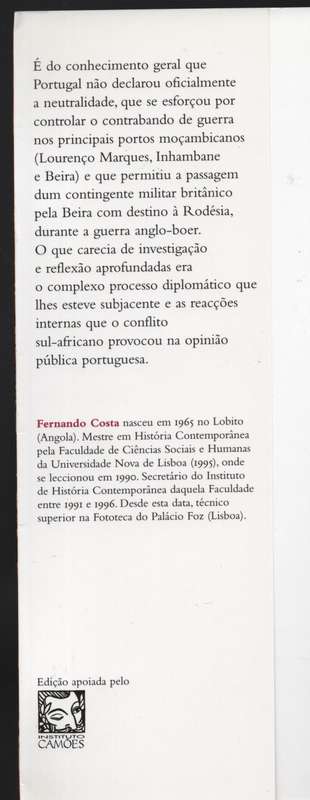 Portugal e a Guerra Anglo-Boer: PolÃ­tica Externa e OpiniÃ£o PÃºblic - Costa, Fernando