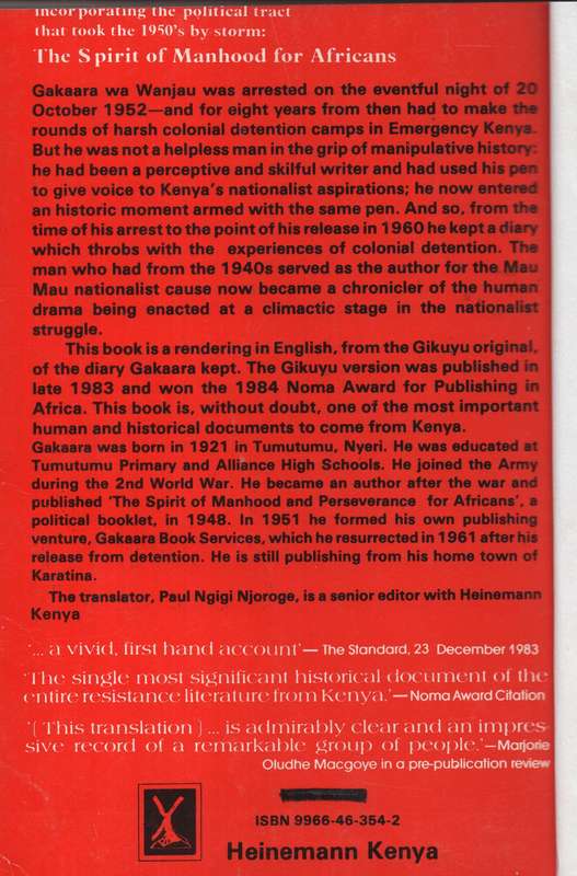 May Mau Author in Detention - Wanjau, Gakaara Wa; Njoroge,