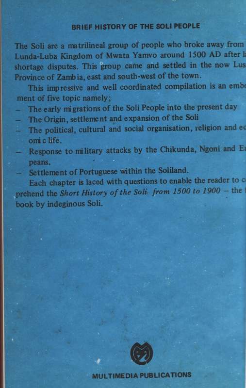The People of Zambia: A Short History of the Soli from 1500 to 1900 - Manchishi, P. C.; Musona, E.