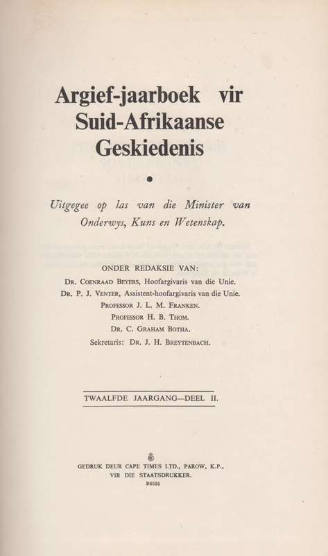 Argief-Jaarboek vir Suid-Afrikaanse Geskiedenis 1949 Deel 2 / Archiv - Midgley, John Franklin