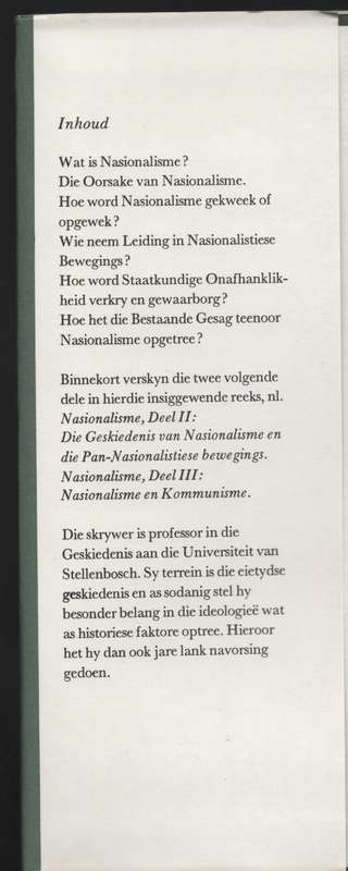 Nasionalisme: 'n Vergelykende Studie. Deel Een van Nasionalisme as H - KotzÃ©, D. J.