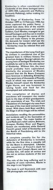Summer of 1899: The Siege of Kimberley, 14 October 1899 - 15 Februar - Duminy, Kokkie (compiler); L