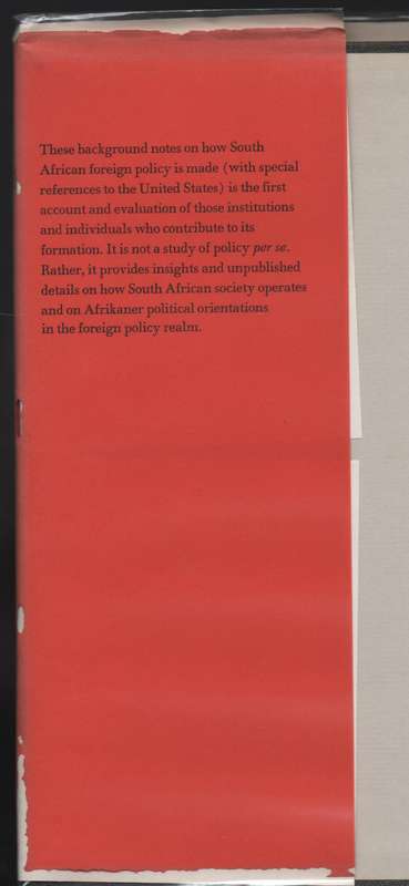 Notes on the Formation of South African Foreign Policy - Munger, Edwin S.