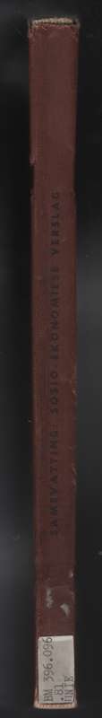 Samevatting van die Verslag van die Kommissie vir die Sosio-Ekonomie - F. R. Tomlinson, et al