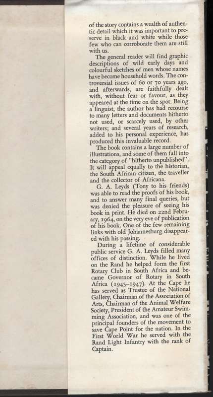 A History of Johannesburg - Leyds, G. A.
