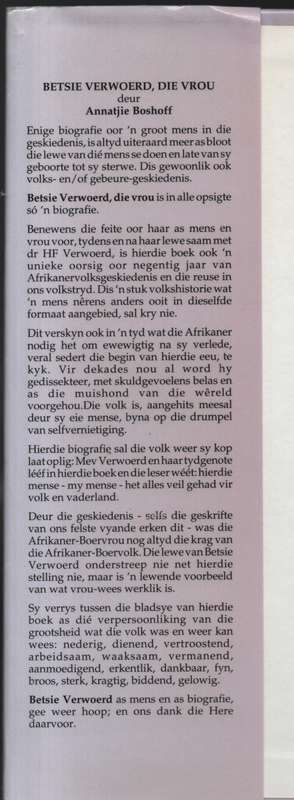 Betsie Verwoerd, die Vrou - Bosshoff, Annatjie