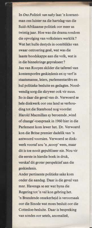 Ons Politiek Van Naby - Van Rooyen, Jan J.