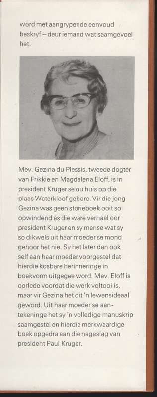 Die President en Ek: Herinneringe van Magdalena Eloff  - Du Plessis, Gezina