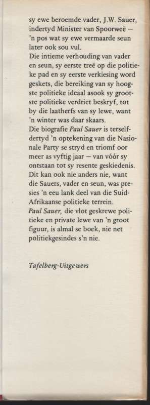 Paul Sauer - De Villiers, Dirk; De Villie