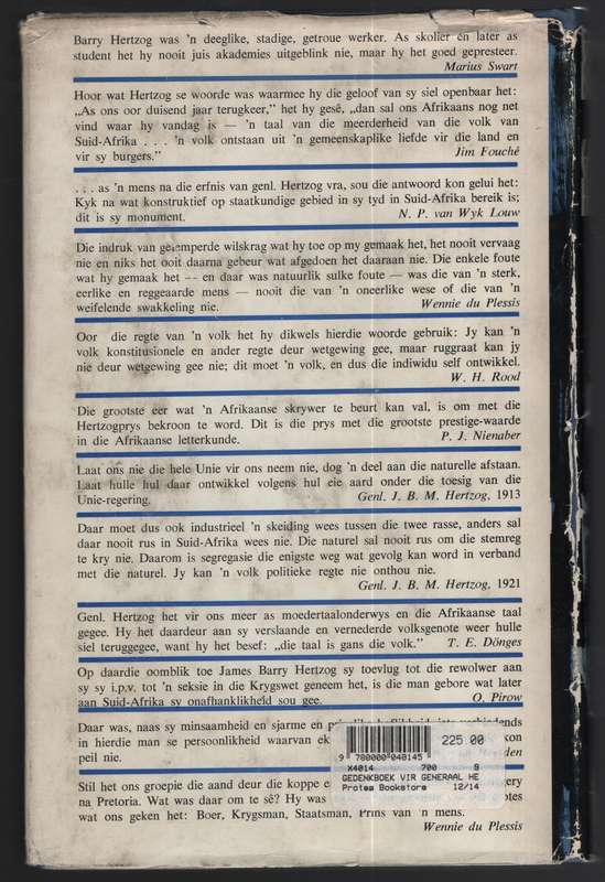 Gedenkboek vir Genraal J. B. M, Hertzog - Nienaber, P. J.; et al