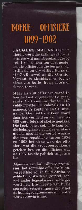 Die Boereoffisiere van die Tweede Vryheidsoorlog 1899-1902 - Malan, Jacques