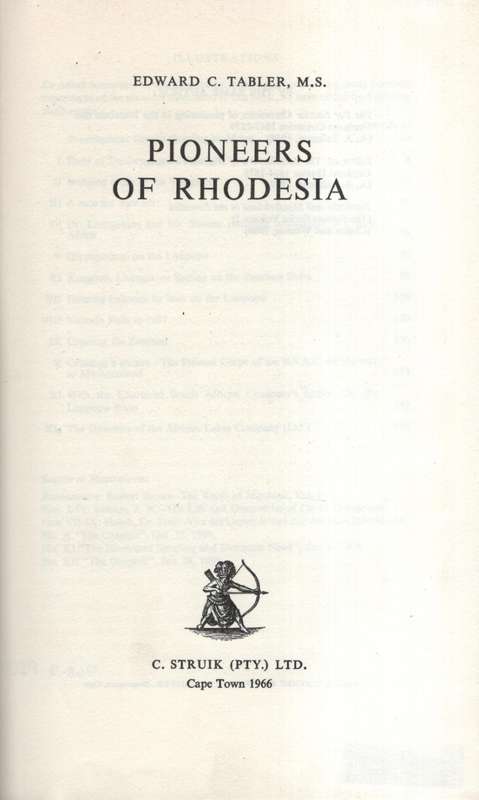Pioneers of Rhodesia - Tabler, Edward C.