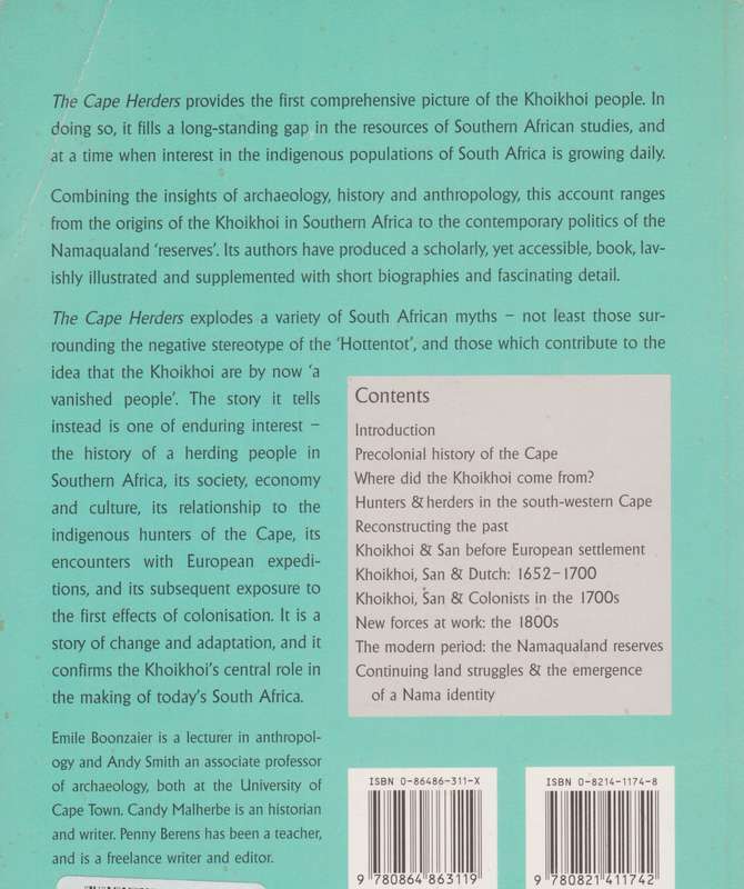 The Cape Herders. The History of the Khoikhoi of Southern Africa - Boonzaier, Emile; Malherbe,