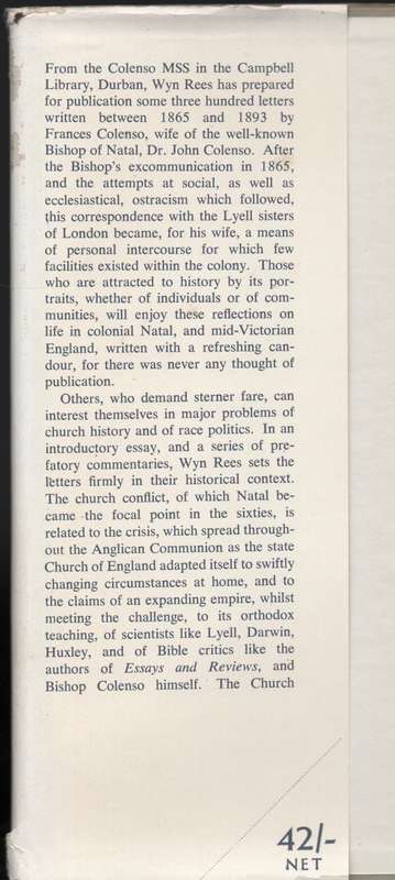Colenso Letters from Natal - Rees, Wyn
