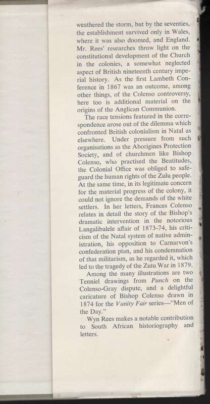 Colenso Letters from Natal - Rees, Wyn