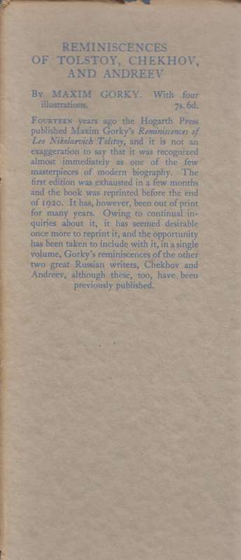 Reminiscences of Tolstoy, Chechov, and Andreev - Gorky, Maxim