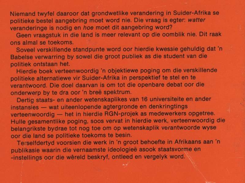 Politieke Alternatiewe: Grondslae en Perspektiewe - Van Vuuren, D. J. (ed); Krie