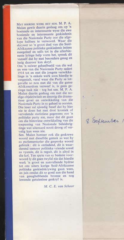 Die Nasionale Party van Suid-Afrika: Sy Stryd en Sy Prestasies, 1914 - Malan, M. P. A.