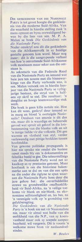 Die Nasionale Party van Suid-Afrika: Sy Stryd en Sy Prestasies, 1914 - Malan, M. P. A.