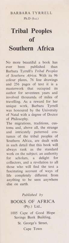 Tribal Peoples of South Africa - Tyrrell, Barbara