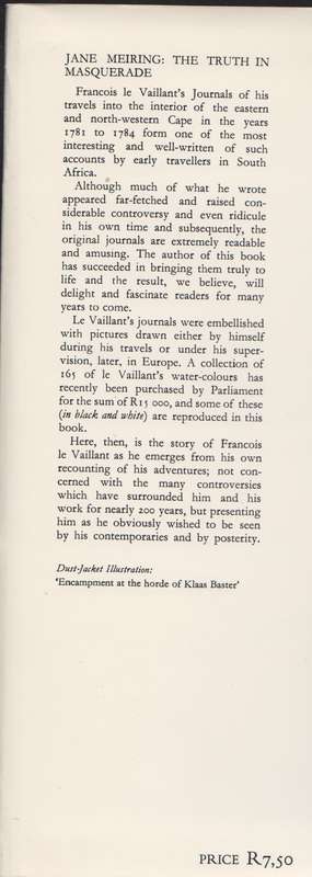 The Truth in Masquerade. The Adventures of Francois le Vaillant - Meiring, Jane