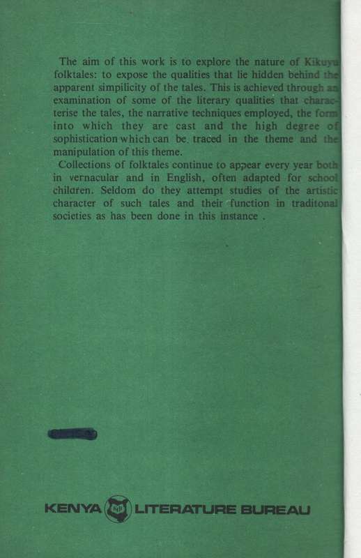 Kikiyu Folktales, Their Nature and Value - Mwangi, Rose