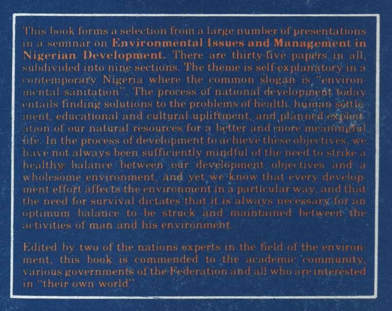Environmental Issues and Management in Nigerian Development - Sada, P. O. (ed); Odemerho,