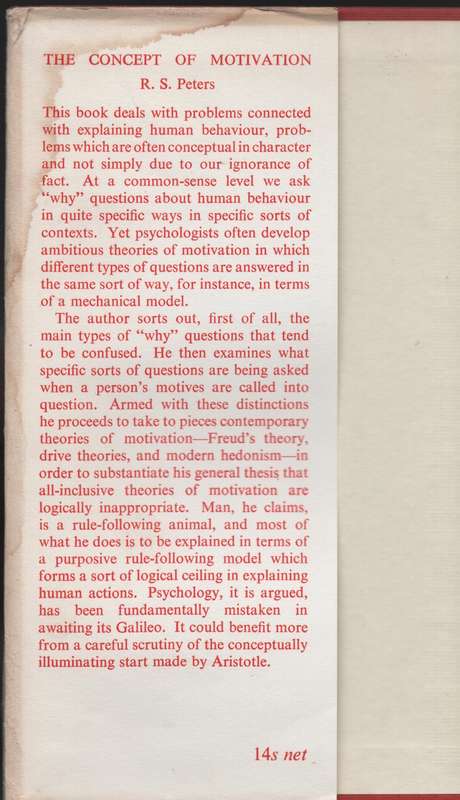 The Concept of Motivation - Peters, R. S.
