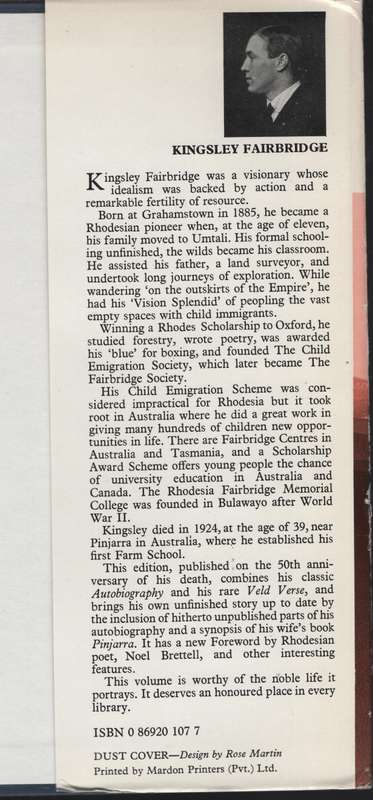 Kingsley Fairbridge: His Life and Verse - Fairbridge, Kingsley