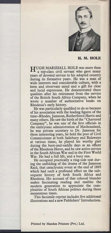 The Jameson Raid - Hole, Hugh Marshall