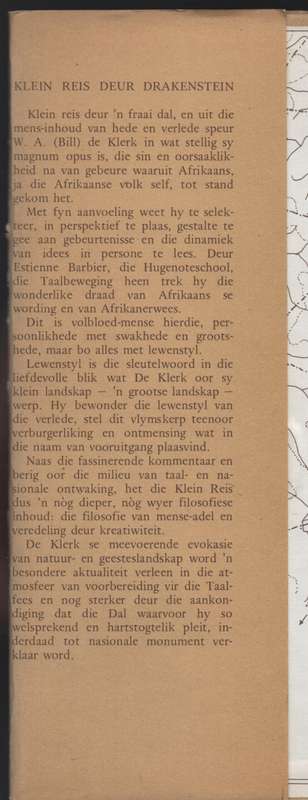 Klein reis deur Drakenstein - De Klerk, W. A.
