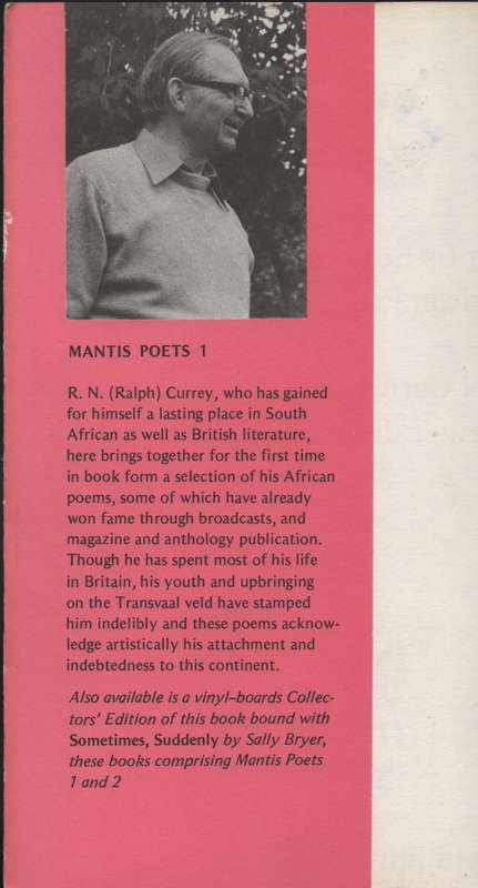 The Africa We Knew. Mantis Editions of Southern African Poets 1 - Currey, R. N.; Cope, Jack (e