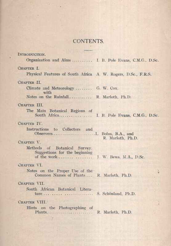 A Guide to Botanical Survey Work. Botanical Survey of South Africa M - Evans, I. B. Pole; et al