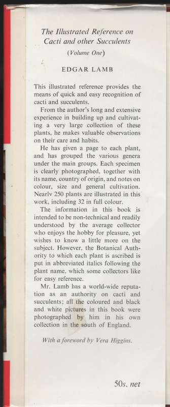 The Illustrated Reference on Cacti & Other Succulents. Volume One - Lamb, Edgar