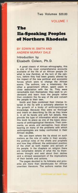 The Ila-Speaking Peoples of Northern Rhodesia. Volume 1 only - Smith, Edwin W.; Dale, Amdre