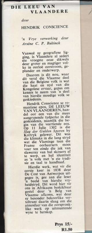 Die Leeu van Vlaandere - Conscience, Hendrik; Bultine