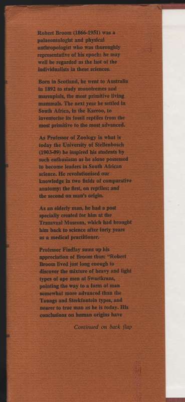 Dr Robert Broom: Palaeontologist and Physician, 1866-1951 - Findlay, George