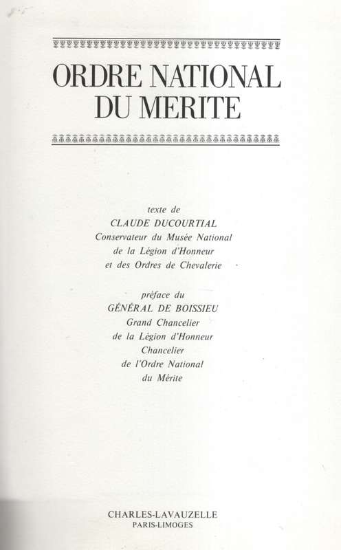 Ordre National du Merite - Ducourtial, Claude