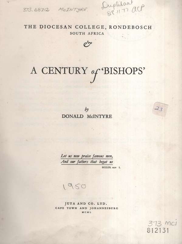 A Century of Bishops - McIntyre, Donald