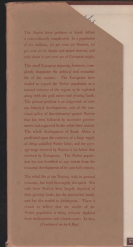 The Native Labor Problem of South Africa - Tinley, J. M.