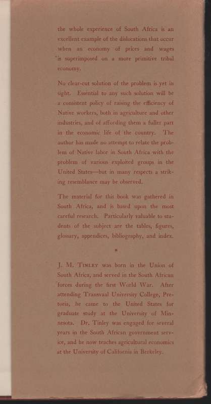 The Native Labor Problem of South Africa - Tinley, J. M.