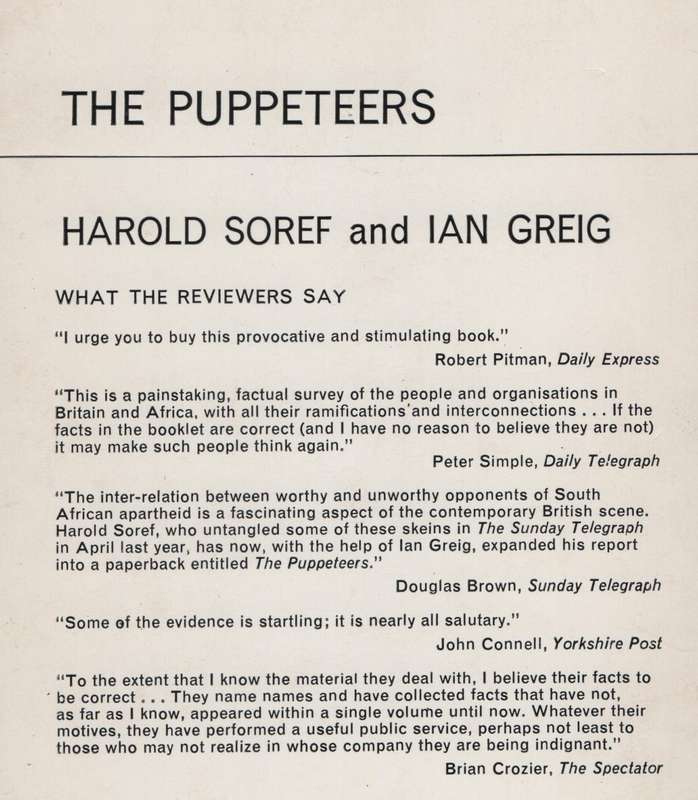The Puppeteers: An Examination of Those Organizations and Bodies Con - Soref, Harold; Greig, Ian