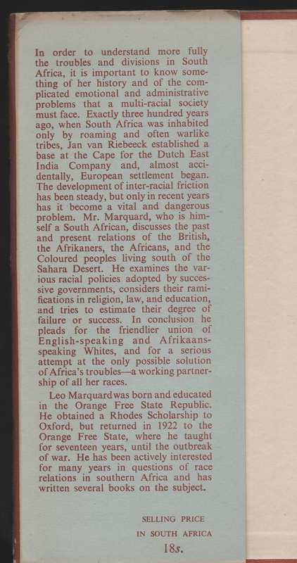 The Peoples and Policies of South Africa - Marquard, Leo