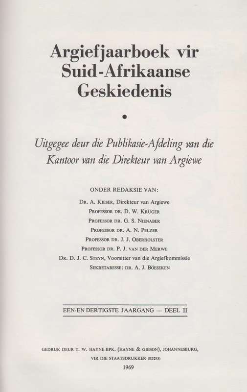 Argief-Jaarboek vir Suid-Afrikaanse Geskiedenis 1968 Deel 2 / Archiv - Boucher, M.; Bradlow, Edna;