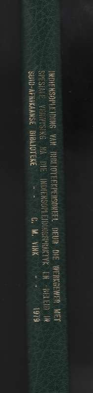 Indiensopleiding van Biblioteekpersoneel deur die Werkgewer met Spes - Vink, Christian Martinus