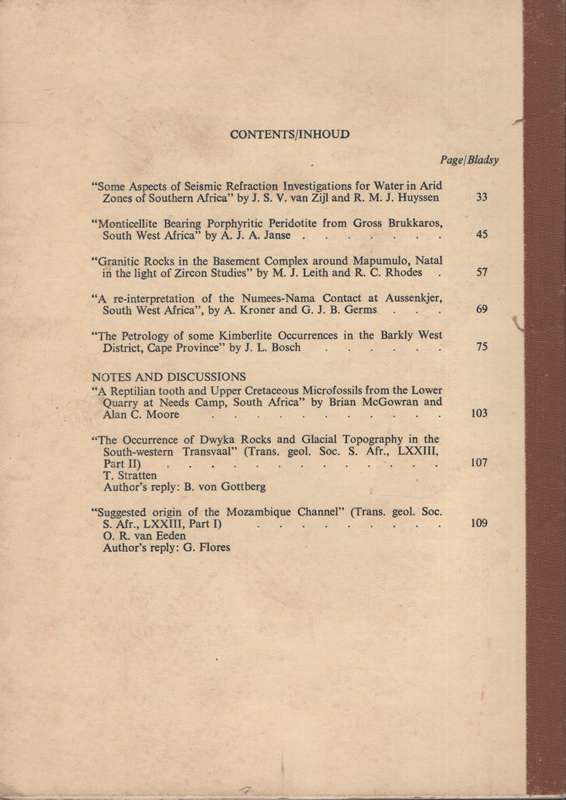 Transactions of the Geological Society of South Africa / Vol. LXXIV, - Visser, D. J. L. (ed)